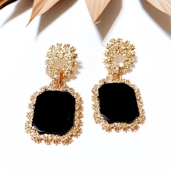 Textured geo dangle earrings S275 - Picture 2 of 3